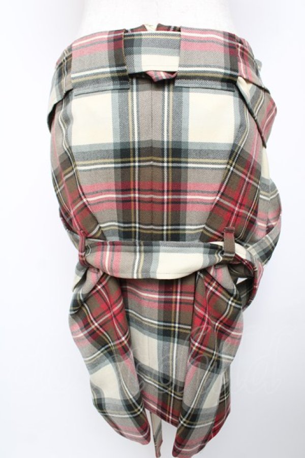 画像2: ヴィヴィアンウエストウッド 中古 / タータンチェックボンテージスカート UK10/US8 ベージュ×グリーン  Y-25-12-21-038-sk-SZ-ZY (2)