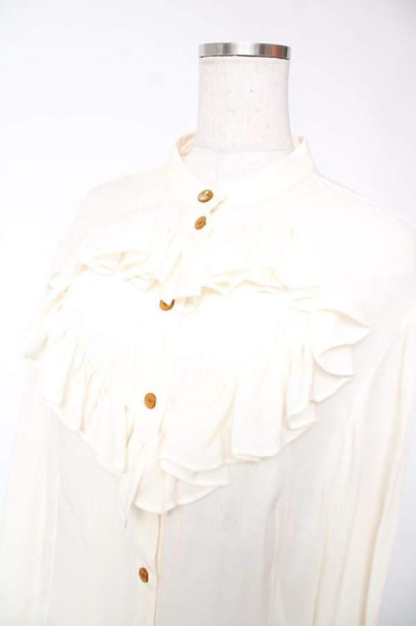 画像3: ヴィヴィアンウエストウッド 中古 / ハートフリルブラウス 40 生成リ  Y-25-12-21-001-bl-SZ-ZY (3)