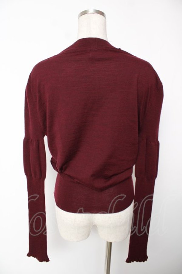 画像2: ヴィヴィアンウエストウッド 中古 / オーブ刺繍フリルボウタイカーディガン S ワイン  Y-25-12-21-006-bl-SZ-ZY (2)