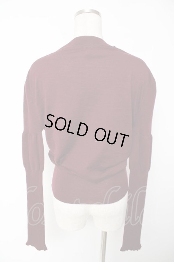 画像2: ヴィヴィアンウエストウッド 中古 / オーブ刺繍フリルボウタイカーディガン S ワイン  Y-25-12-21-006-bl-SZ-ZY (2)