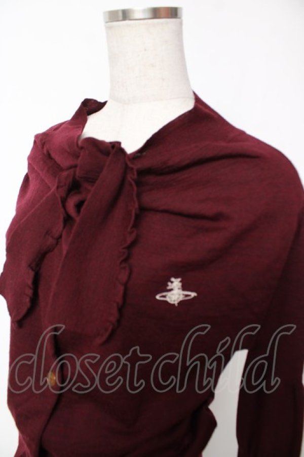 画像3: ヴィヴィアンウエストウッド 中古 / オーブ刺繍フリルボウタイカーディガン S ワイン  Y-25-12-21-006-bl-SZ-ZY (3)