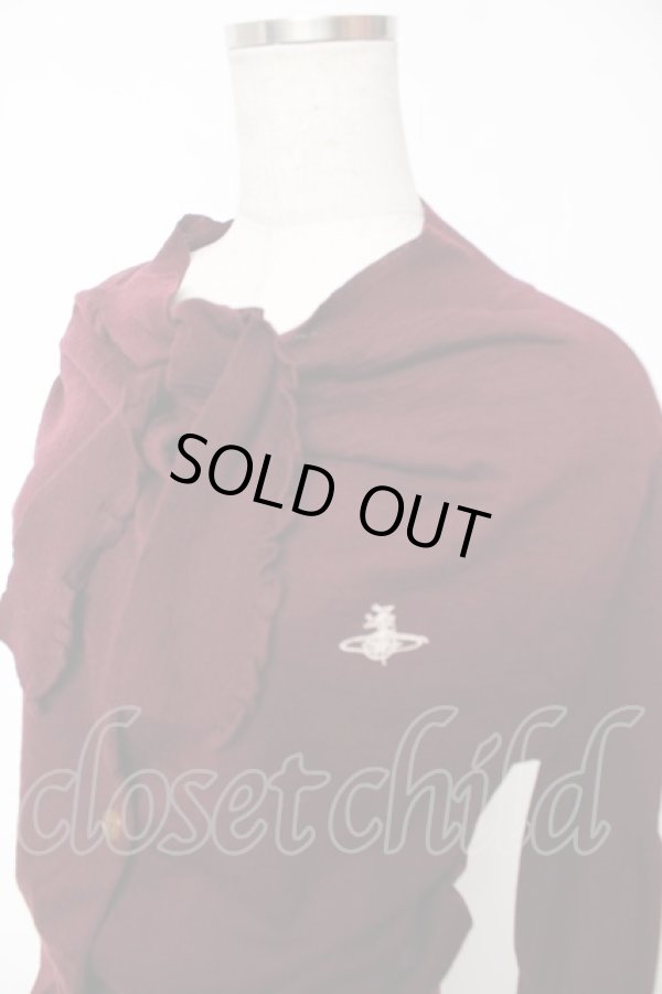 画像3: ヴィヴィアンウエストウッド 中古 / オーブ刺繍フリルボウタイカーディガン S ワイン  Y-25-12-21-006-bl-SZ-ZY (3)