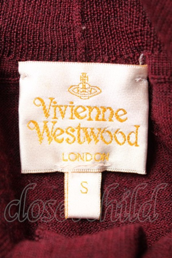 画像4: ヴィヴィアンウエストウッド 中古 / オーブ刺繍フリルボウタイカーディガン S ワイン  Y-25-12-21-006-bl-SZ-ZY (4)