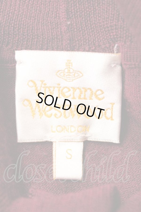 画像4: ヴィヴィアンウエストウッド 中古 / オーブ刺繍フリルボウタイカーディガン S ワイン  Y-25-12-21-006-bl-SZ-ZY (4)