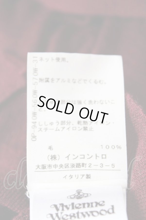 画像5: ヴィヴィアンウエストウッド 中古 / オーブ刺繍フリルボウタイカーディガン S ワイン  Y-25-12-21-006-bl-SZ-ZY (5)