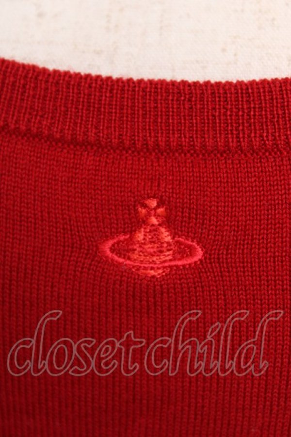 画像3: ヴィヴィアンウエストウッド 中古 / 単色オーブ刺繍ラウンドネックニット 2 レッド  Y-25-12-21-008-to-SZ-ZY (3)