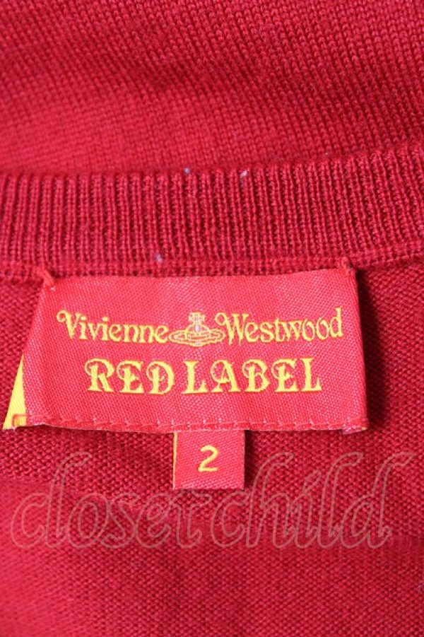 画像4: ヴィヴィアンウエストウッド 中古 / 単色オーブ刺繍ラウンドネックニット 2 レッド  Y-25-12-21-008-to-SZ-ZY (4)