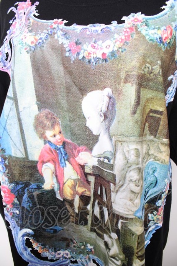 画像3: ヴィヴィアンウエストウッド MAN 中古 / 絵画ptTシャツ 48 ブラック  Y-25-12-21-014-ts-SZ-ZY (3)