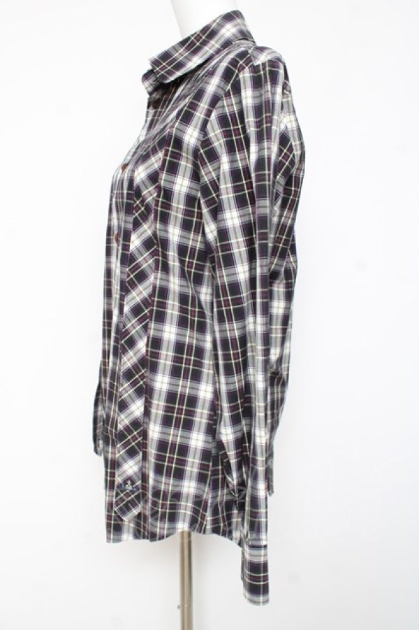 画像2: ヴィヴィアンウエストウッド MAN 中古 / ボンテージデザインチェックシャツ 46 紺ｘグリーンｘ白  Y-26-01-28-018-bl-AS-ZH (2)