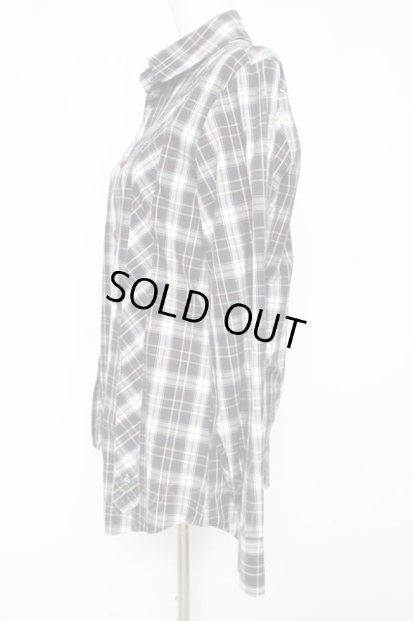 画像2: ヴィヴィアンウエストウッド MAN 中古 / ボンテージデザインチェックシャツ 46 紺ｘグリーンｘ白  Y-26-01-28-018-bl-AS-ZH (2)