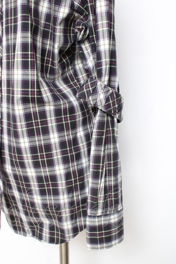 画像4: ヴィヴィアンウエストウッド MAN 中古 / ボンテージデザインチェックシャツ 46 紺ｘグリーンｘ白  Y-26-01-28-018-bl-AS-ZH (4)