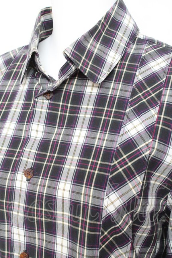 画像5: ヴィヴィアンウエストウッド MAN 中古 / ボンテージデザインチェックシャツ 46 紺ｘグリーンｘ白  Y-26-01-28-018-bl-AS-ZH (5)