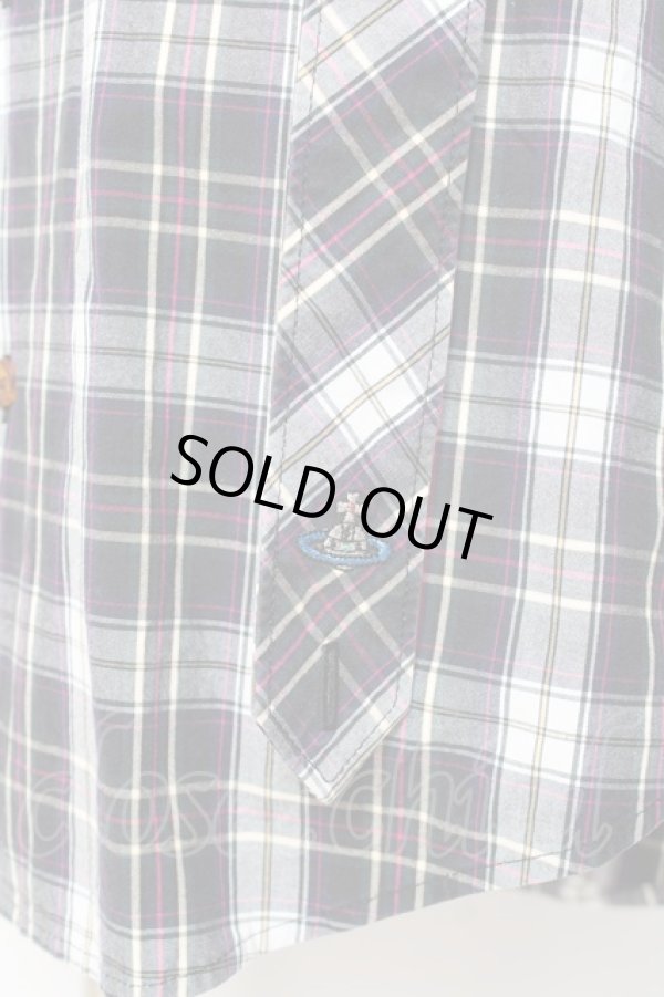 画像6: ヴィヴィアンウエストウッド MAN 中古 / ボンテージデザインチェックシャツ 46 紺ｘグリーンｘ白  Y-26-01-28-018-bl-AS-ZH (6)