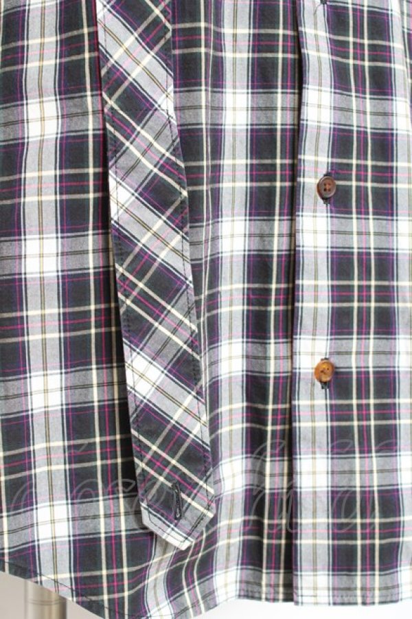 画像7: ヴィヴィアンウエストウッド MAN 中古 / ボンテージデザインチェックシャツ 46 紺ｘグリーンｘ白  Y-26-01-28-018-bl-AS-ZH (7)