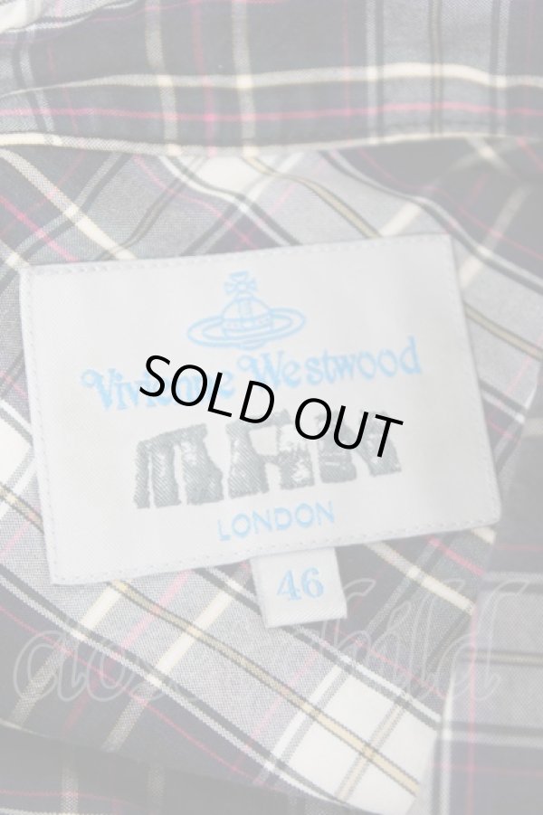 画像9: ヴィヴィアンウエストウッド MAN 中古 / ボンテージデザインチェックシャツ 46 紺ｘグリーンｘ白  Y-26-01-28-018-bl-AS-ZH (9)