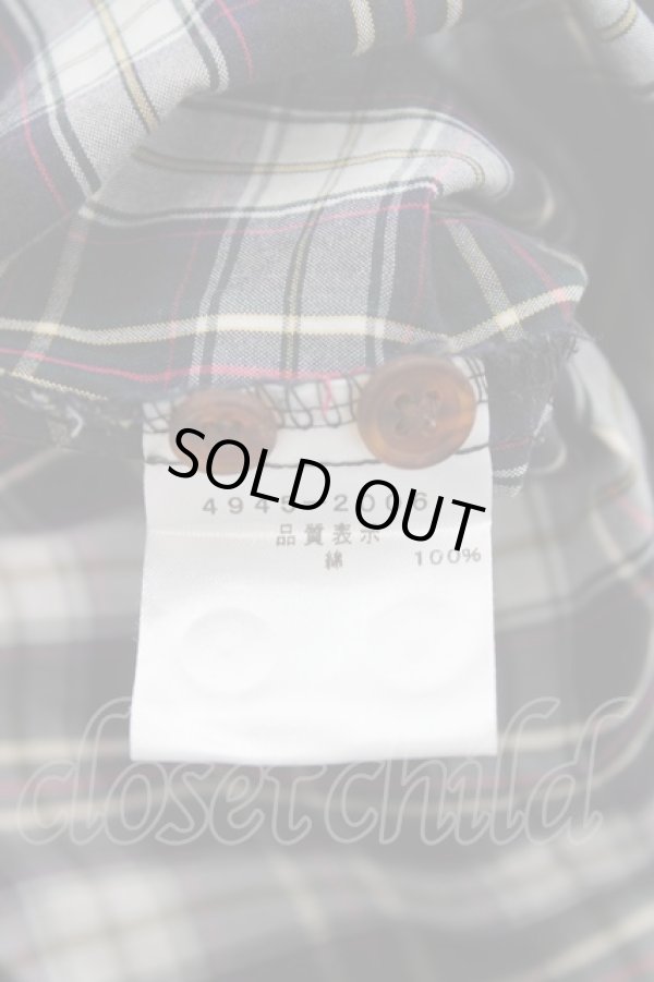 画像10: ヴィヴィアンウエストウッド MAN 中古 / ボンテージデザインチェックシャツ 46 紺ｘグリーンｘ白  Y-26-01-28-018-bl-AS-ZH (10)