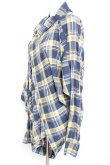 画像2: ヴィヴィアンウエストウッド MAN 中古 / MADRAS CHECK PATCHWORK DRAPEブラウス  イエローｘ紺  Y-26-01-28-019-bl-AS-OS (2)