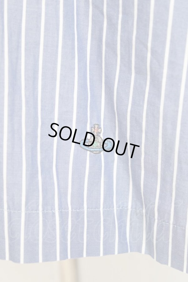 画像5: ヴィヴィアンウエストウッド MAN 中古 //ストライプドルマンシャツ III サックス  Y-26-01-28-020-bl-AS-OS (5)