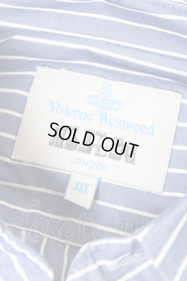 画像6: ヴィヴィアンウエストウッド MAN 中古 //ストライプドルマンシャツ III サックス  Y-26-01-28-020-bl-AS-OS (6)