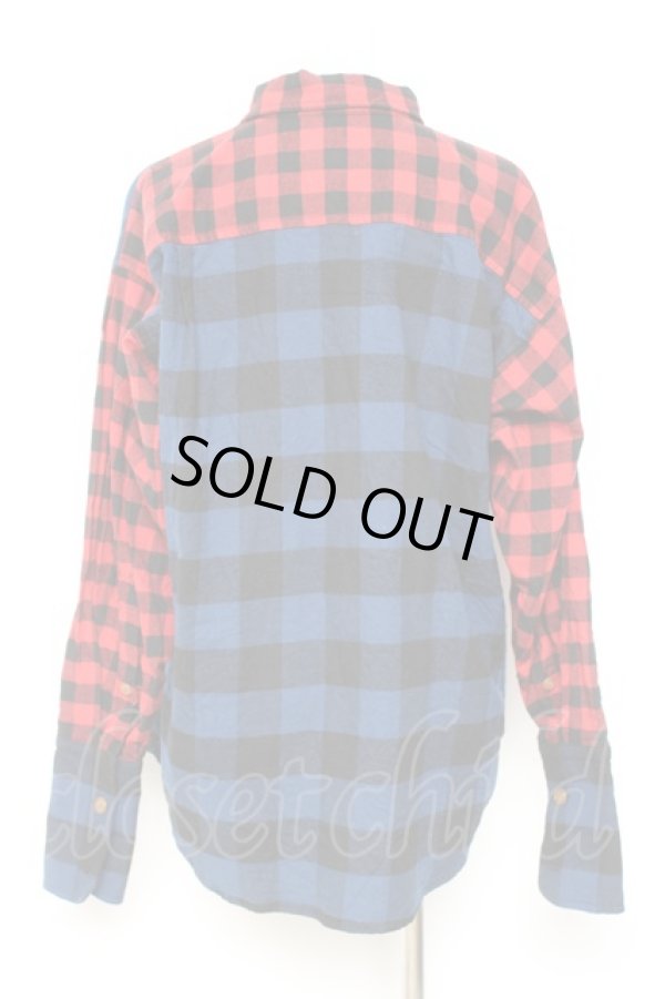 画像3: ヴィヴィアンウエストウッド 中古 / ギンガムチェックブロッキングシャツ  赤×青  Y-26-01-28-021-bl-AS-ZH (3)