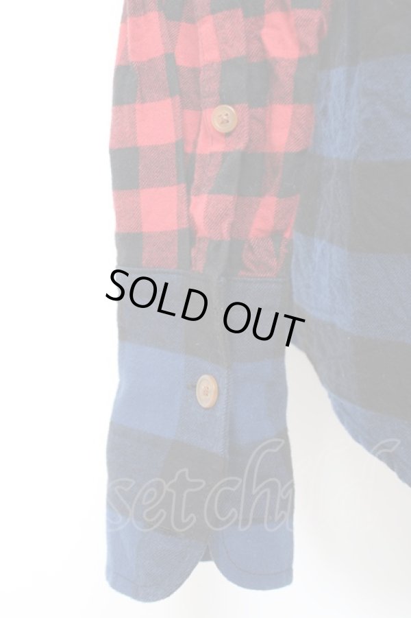 画像4: ヴィヴィアンウエストウッド 中古 / ギンガムチェックブロッキングシャツ  赤×青  Y-26-01-28-021-bl-AS-ZH (4)