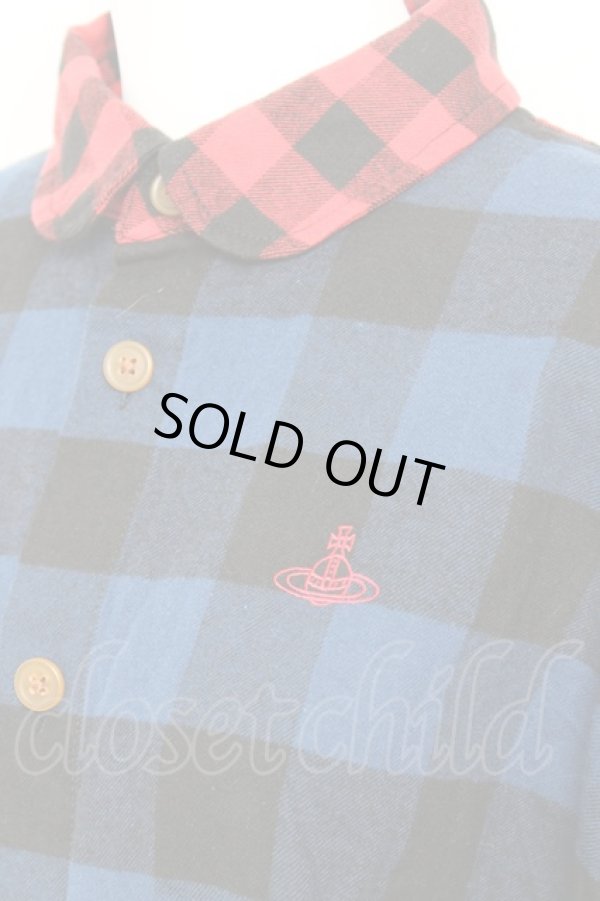 画像5: ヴィヴィアンウエストウッド 中古 / ギンガムチェックブロッキングシャツ  赤×青  Y-26-01-28-021-bl-AS-ZH (5)