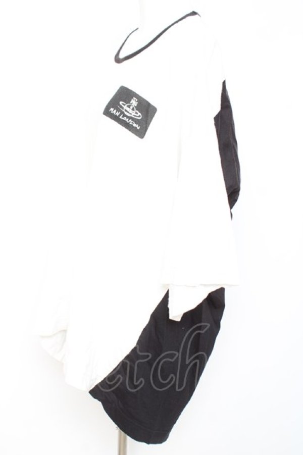 画像2: ヴィヴィアンウエストウッド MAN 中古 / "MAN LONDON" ネームタグ ビッグTシャツ F ホワイト×ブラック  Y-26-01-28-033-ts-SZ-ZH (2)
