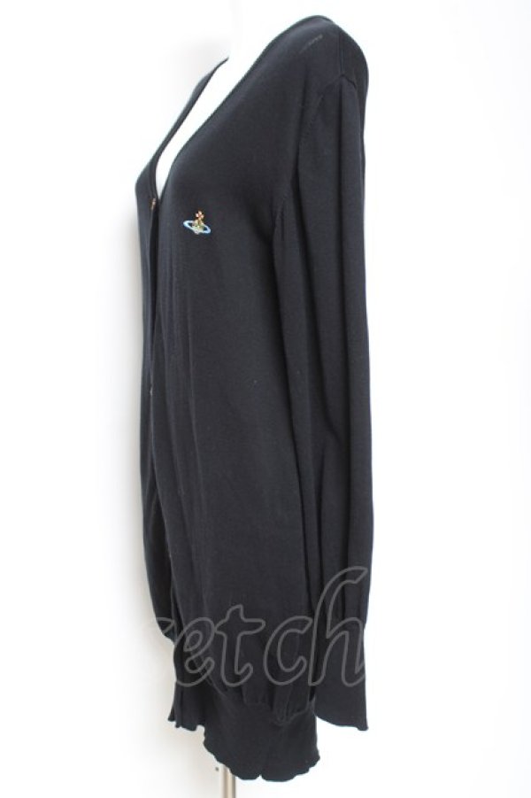 画像2: ヴィヴィアンウエストウッド 中古 / カラーオーブ刺繍ロングカーディガン L ブラック  Y-26-01-28-040-to-IG-OS (2)