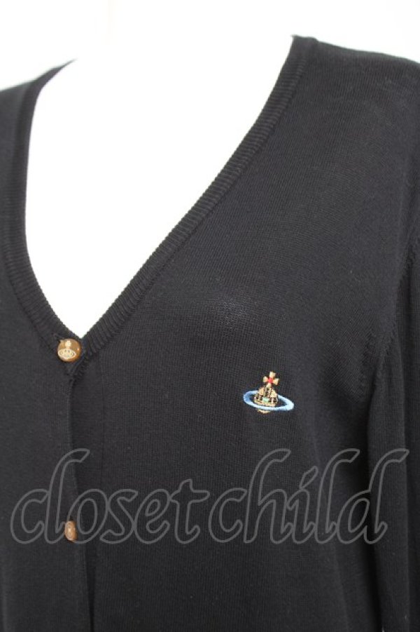 画像4: ヴィヴィアンウエストウッド 中古 / カラーオーブ刺繍ロングカーディガン L ブラック  Y-26-01-28-040-to-IG-OS (4)