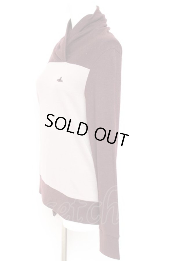 画像2: ヴィヴィアンウエストウッド 中古 / 単色オーブ刺繍バイカラートップス 2 ブラウン  Y-26-01-28-041-to-SZ-ZH (2)