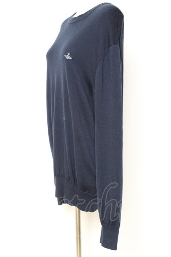 画像2: ヴィヴィアンウエストウッド MAN 中古 / オーブ刺繍ニットトップス XL ネイビー  Y-26-01-28-046-to-YM-ZY (2)