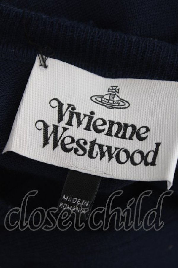 画像7: ヴィヴィアンウエストウッド MAN 中古 / オーブ刺繍ニットトップス XL ネイビー  Y-26-01-28-046-to-YM-ZY (7)