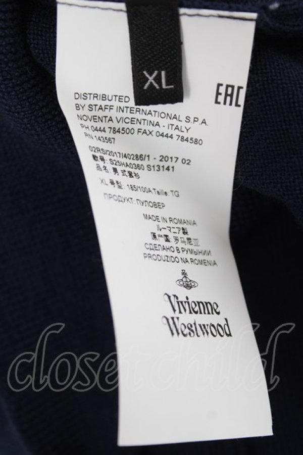 画像8: ヴィヴィアンウエストウッド MAN 中古 / オーブ刺繍ニットトップス XL ネイビー  Y-26-01-28-046-to-YM-ZY (8)
