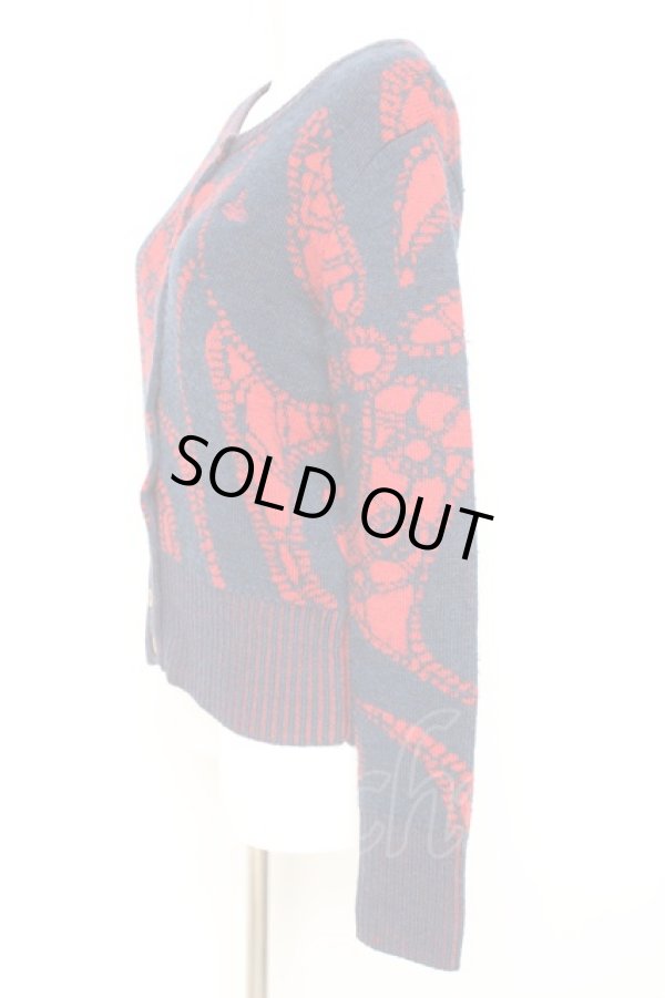 画像2: ヴィヴィアンウエストウッド 中古 / レジスターレースカーディガン 00 レッドｘネイビー  Y-26-01-28-049-to-YM-ZH (2)