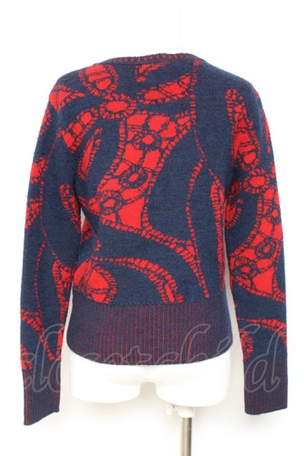 画像3: ヴィヴィアンウエストウッド 中古 / レジスターレースカーディガン 00 レッドｘネイビー  Y-26-01-28-049-to-YM-ZH (3)