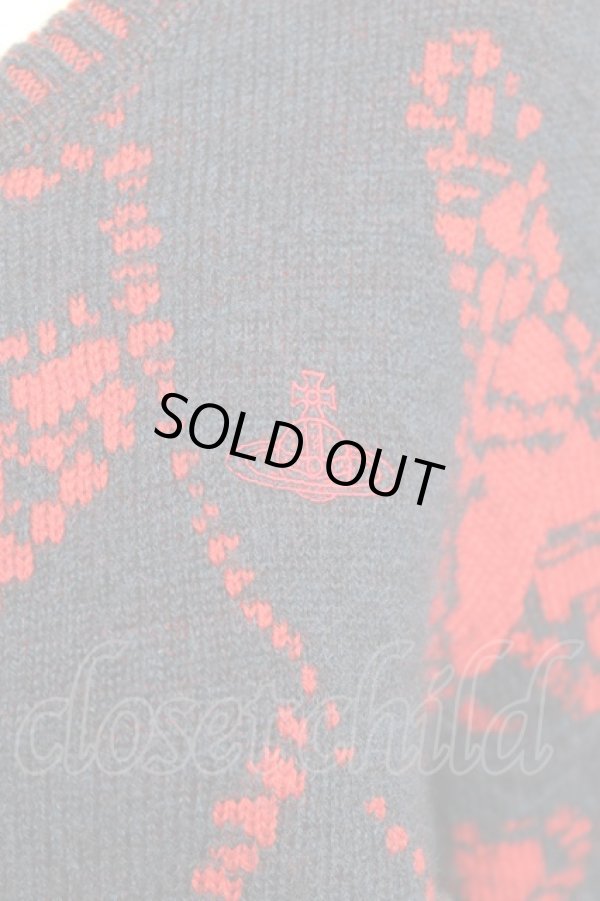 画像4: ヴィヴィアンウエストウッド 中古 / レジスターレースカーディガン 00 レッドｘネイビー  Y-26-01-28-049-to-YM-ZH (4)