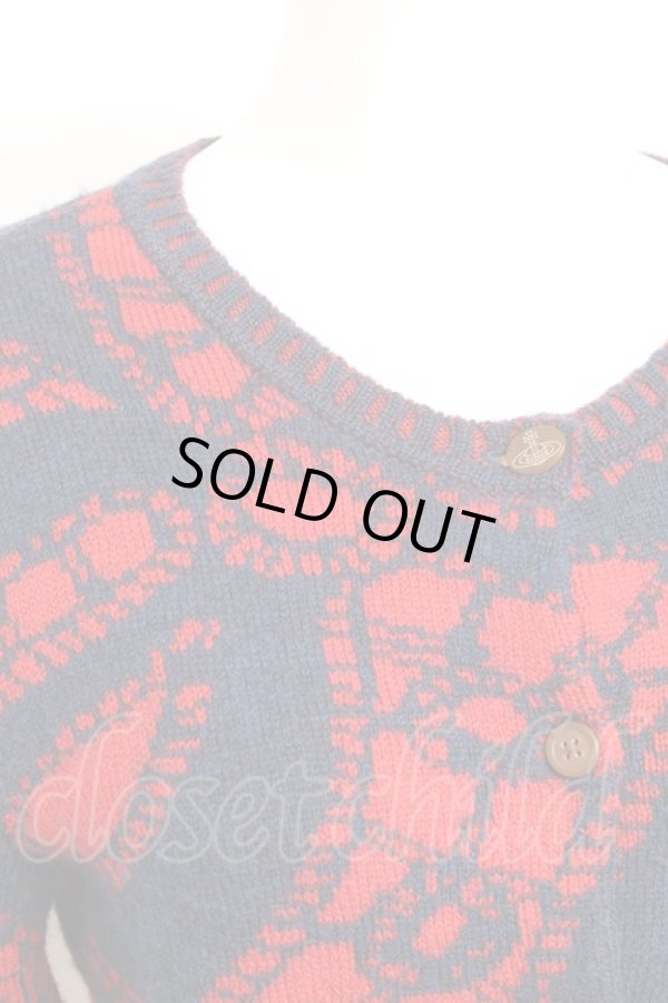 画像5: ヴィヴィアンウエストウッド 中古 / レジスターレースカーディガン 00 レッドｘネイビー  Y-26-01-28-049-to-YM-ZH (5)