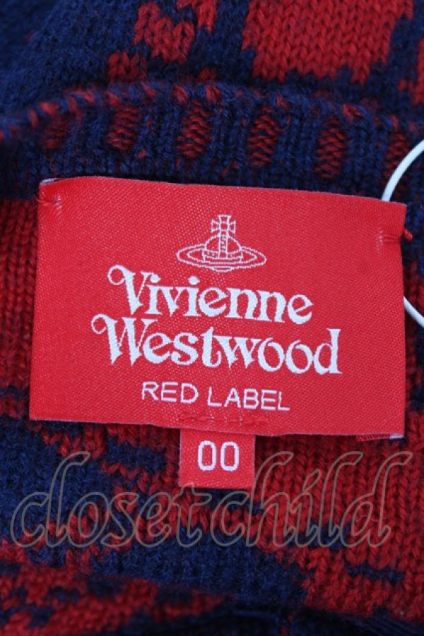 画像6: ヴィヴィアンウエストウッド 中古 / レジスターレースカーディガン 00 レッドｘネイビー  Y-26-01-28-049-to-YM-ZH (6)