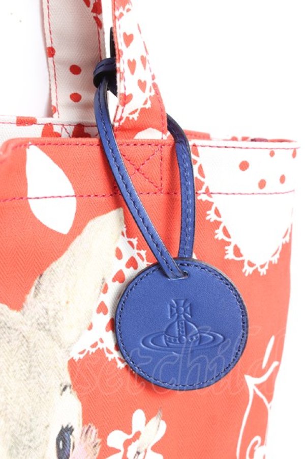 画像3: ヴィヴィアンウエストウッド 中古 / PAINTING BUNNYトートバッグ  レッド  Y-26-01-28-007-ba-SZ-ZY (3)