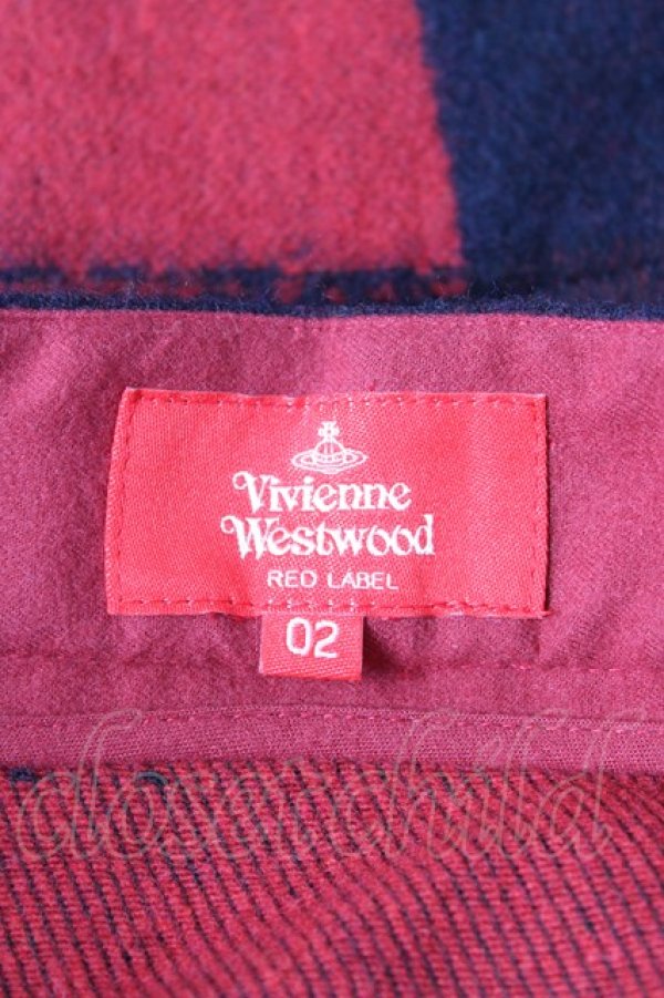 画像4: ヴィヴィアンウエストウッド 中古 / タータンチェック柄ウールスカート 2 レッド  Y-26-01-28-061-sk-SZ-ZY (4)