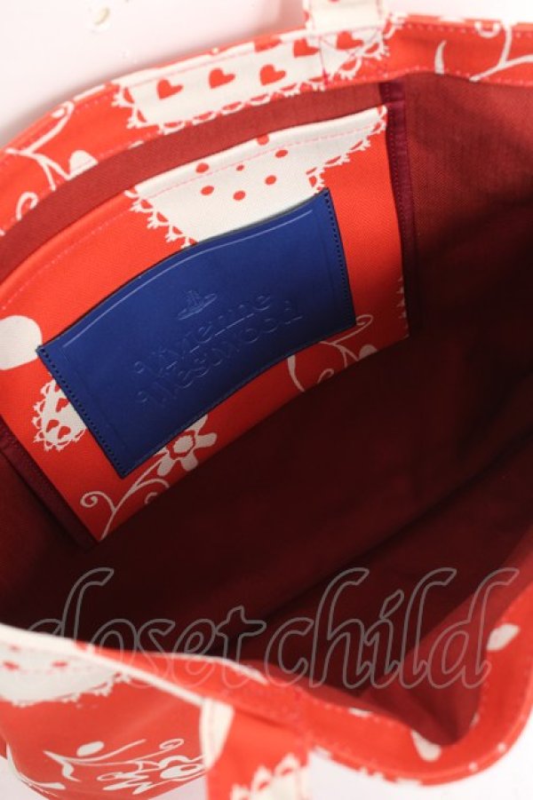 画像5: ヴィヴィアンウエストウッド 中古 / PAINTING BUNNYトートバッグ  レッド  Y-26-01-28-007-ba-SZ-ZY (5)