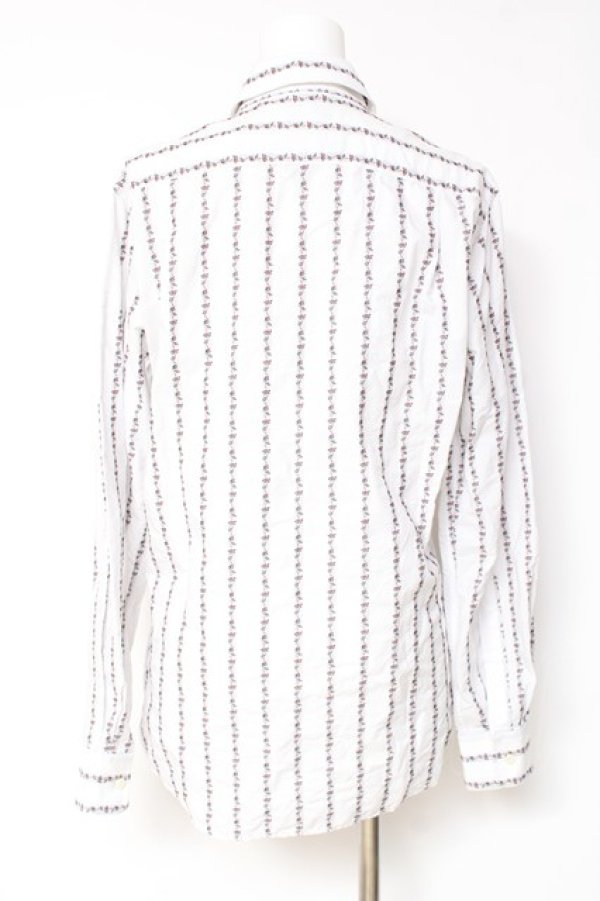 画像3: ヴィヴィアンウエストウッド MAN 中古 / オーブ刺繍花ストライプシャツ 44 ホワイト  Y-26-01-28-008-bl-SZ-ZY (3)