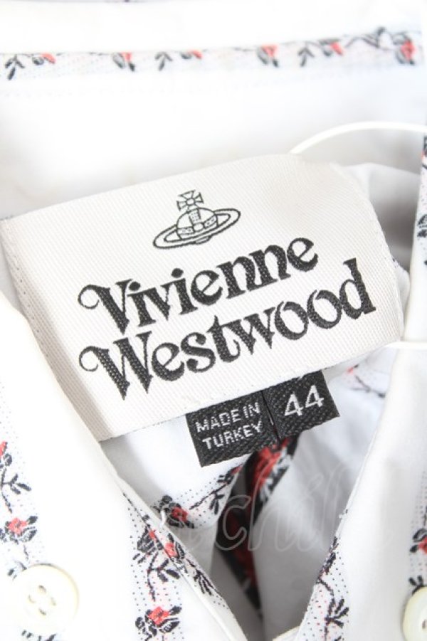 画像6: ヴィヴィアンウエストウッド MAN 中古 / オーブ刺繍花ストライプシャツ 44 ホワイト  Y-26-01-28-008-bl-SZ-ZY (6)