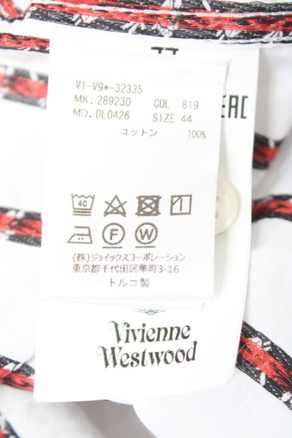 画像7: ヴィヴィアンウエストウッド MAN 中古 / オーブ刺繍花ストライプシャツ 44 ホワイト  Y-26-01-28-008-bl-SZ-ZY (7)