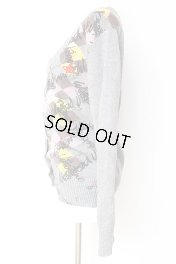 画像2: ヴィヴィアンウエストウッド 中古 / アーガイルカーディガン M グレー  Y-26-01-28-010-to-SZ-ZY (2)