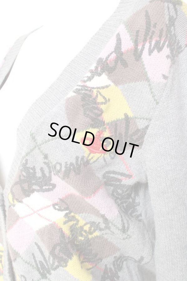 画像4: ヴィヴィアンウエストウッド 中古 / アーガイルカーディガン M グレー  Y-26-01-28-010-to-SZ-ZY (4)