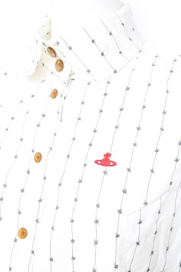 画像4: ヴィヴィアンウエストウッド 中古 / 単色オーブ刺繍ブラウス 3 ホワイト  Y-26-01-28-011-to-SZ-ZY (4)