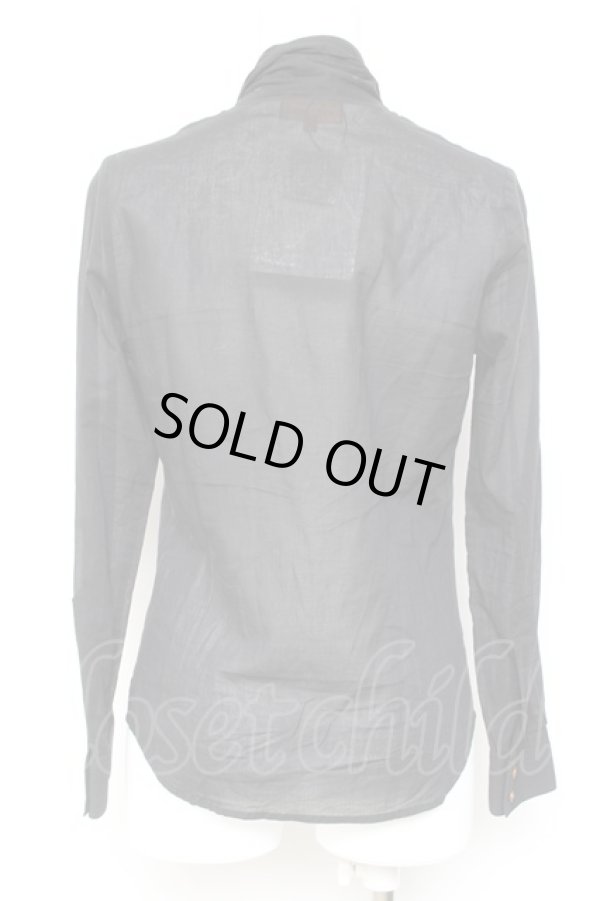 画像3: ヴィヴィアンウエストウッド 中古 / 単色オーブ刺繍ボウタイブラウス 1 黒  Y-26-01-28-013-bl-SZ-ZH (3)