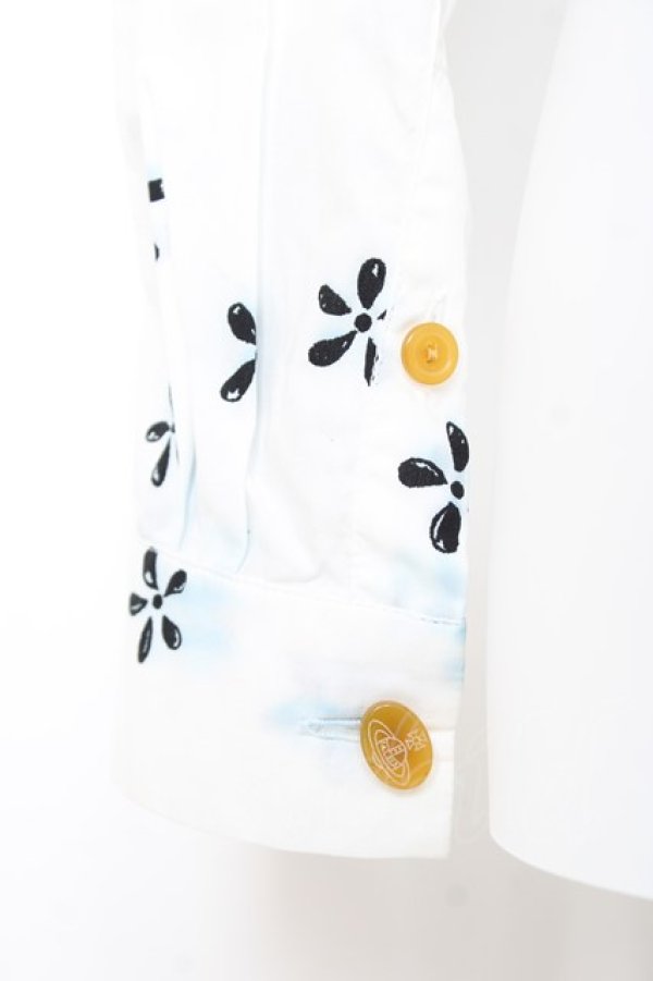 画像4: ヴィヴィアンウエストウッド 中古 / フラワープリントシャツ  白  Y-26-01-28-014-bl-AS-OS (4)