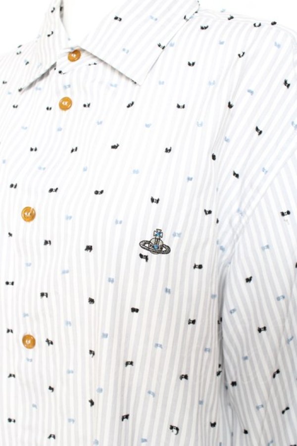 画像4: ヴィヴィアンウエストウッド MAN 中古 / CLASSIC STRIPE SHIRTS 50 グレー×ホワイト  Y-26-01-28-015-bl-SZ-OS (4)